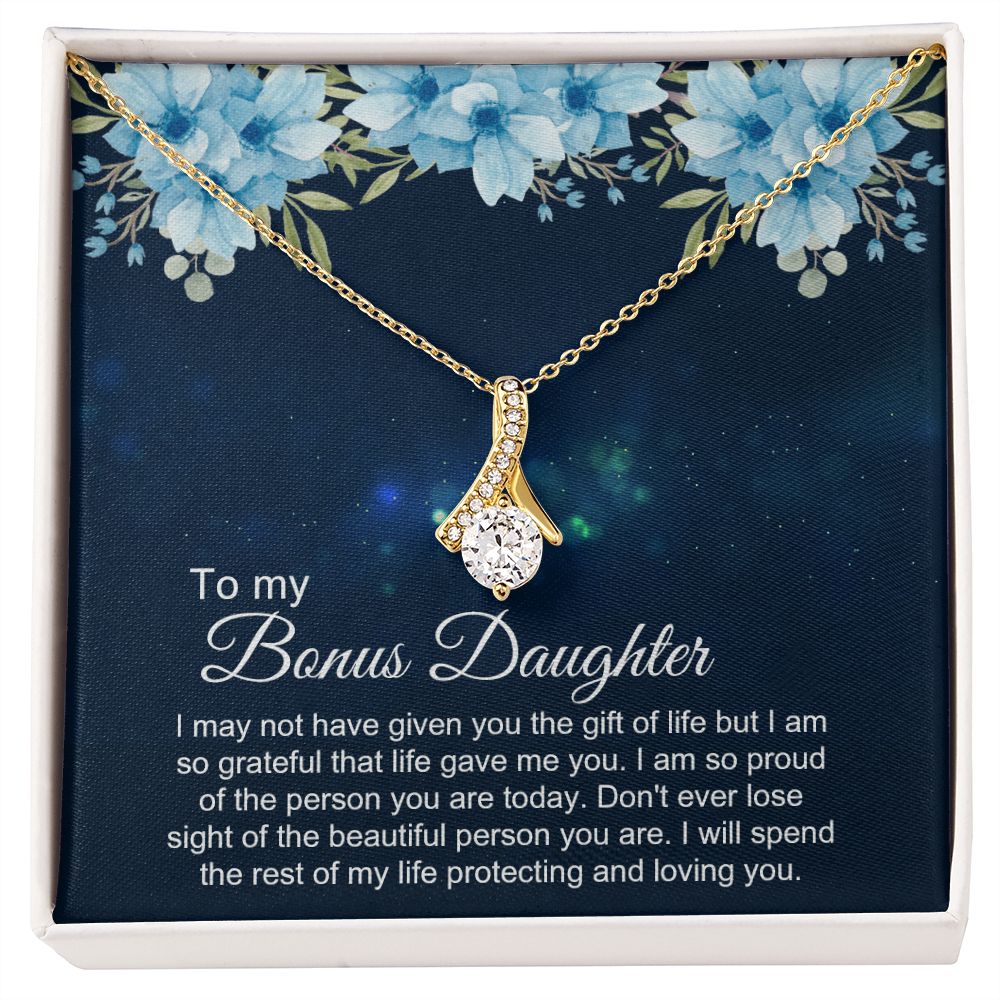 Bonus Daughter Gifts From Stepdad, Step Daughter Gifts From Stepmom, Stepdaughter Gifts From Stepdad, Father Stepdaughter Necklace, To My Bonus Daughter Necklaces, Christmas Gifts For Bonus4 Alluring Beauty Necklace