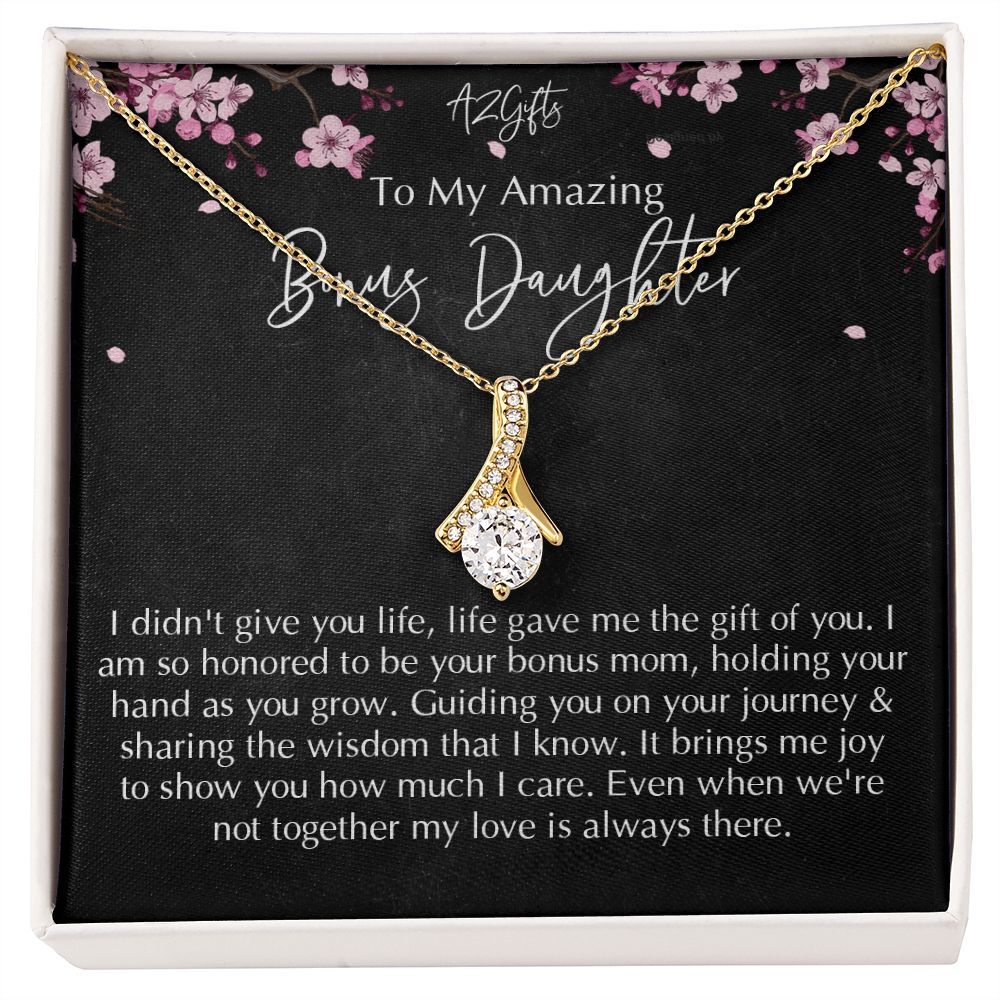 Bonus Daughter Gifts From Stepdad, Step Daughter Gifts From Stepmom, Stepdaughter Gifts From Stepdad, Father Stepdaughter Necklace, To My Bonus Daughter Necklaces, Christmas Gifts For Bonus D Alluring Beauty Necklace