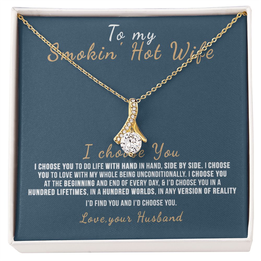 To My Wife Necklace from Husband, Personalized Necklace for Women, Luxury Necklace for Wife from Man Men, Wedding Anniversary Present For Wife, Beautiful Wife Jewelry Christmas Birthday Gift For Wife12 Alluring Beauty Necklace