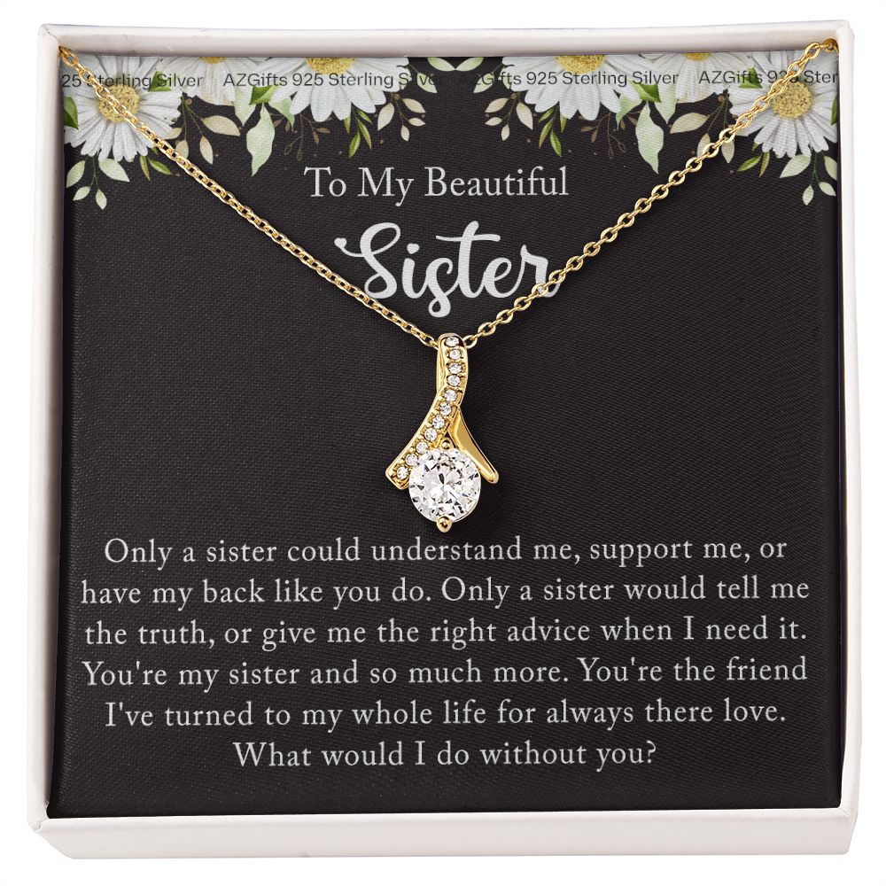 To My Sister Necklace, Sister to Sister, Birthday gift For Sister from Brother 2 Alluring Beauty Necklace