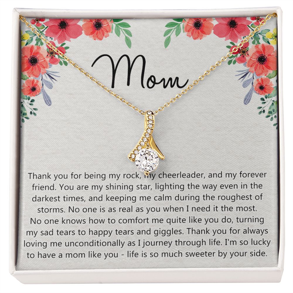 To My Mom Gift Necklace for Mother Daughter Jewelry, Thank You Mom Gift, Gift for Mom from Daughter to Mother Necklace Pendant Jewelry Box for Mom on Mother's Day Birthday Alluring Beauty Necklace