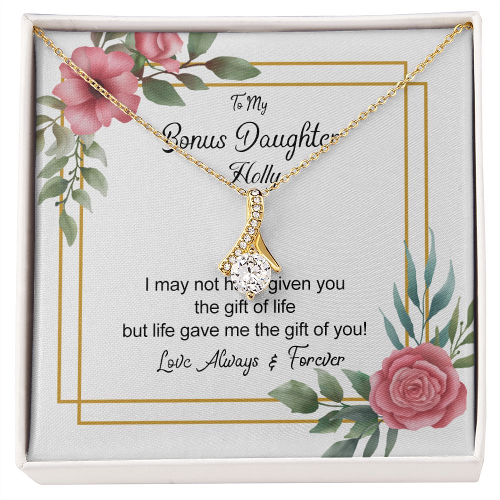 Bonus Daughter Gifts From Stepdad, Step Daughter Gifts From Stepmom, Stepdaughter Gifts From Stepdad, Father Stepdaughter Necklace, To My Bonus Daughter Necklaces, Christmas Gifts For Bonus6 Alluring Beauty Necklace