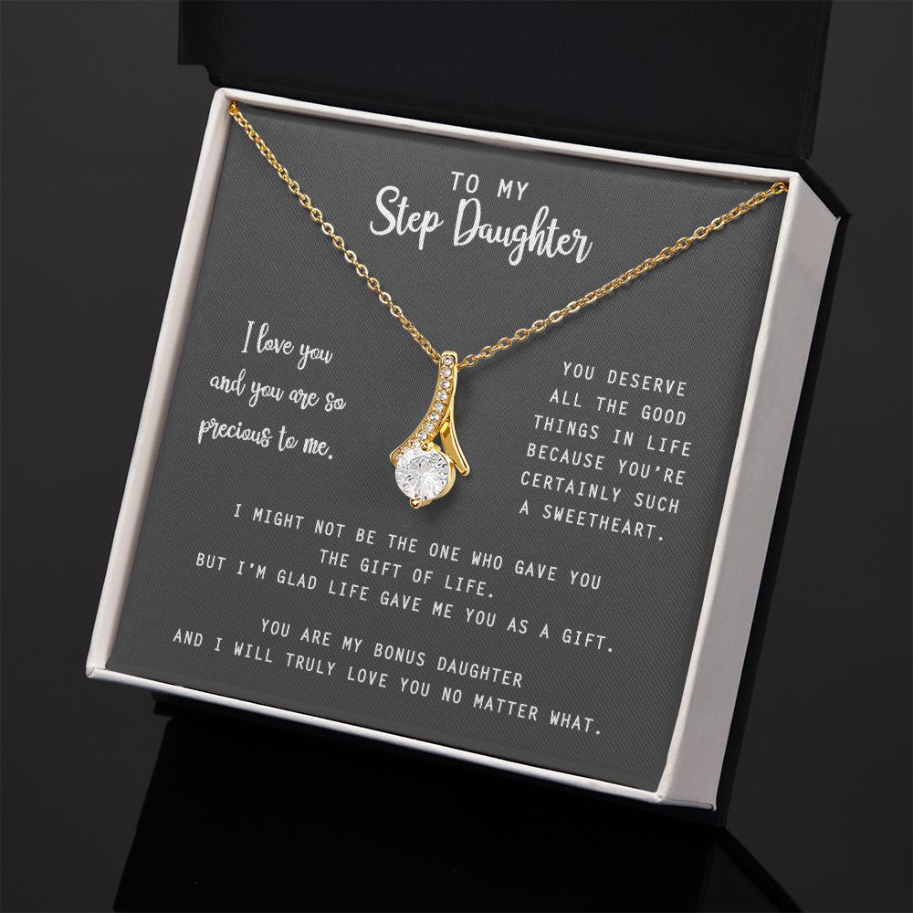 to My Step Daughter Necklace from Stepdad Bonus Daughters Birthday Xmas Congrats (1) Alluring Beauty Necklace