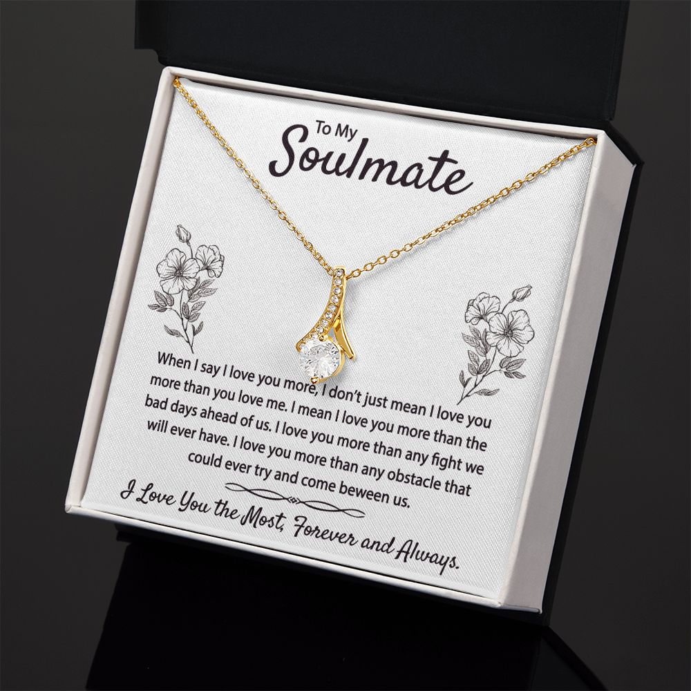 To My Soulmate Necklace for Women Birthday Christmas Jewelry Gifts For My Wife with Message Card Box Personalized Gift Present Pendant for Future Wife Soulmate Girlfriend Love 9 Alluring Beauty Necklace