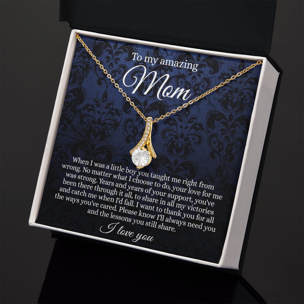 Gift for Mom Necklace, To My Beautiful Mom Love Knot Necklace Card, Mother’s Day Gift For Mom From Son, Thank You Mom Gift, Custom Jewelry Necklace For Mom Alluring Beauty Necklace