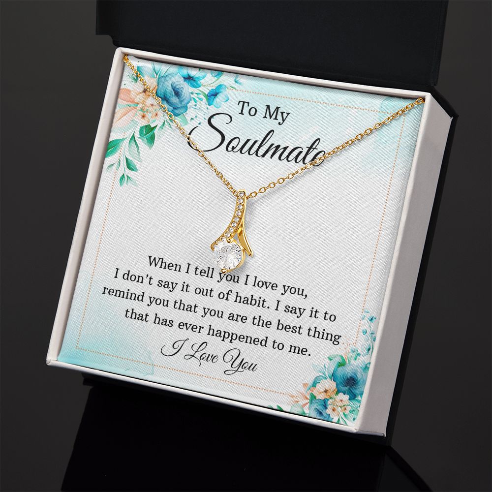 To My Soulmate Necklace for Women Birthday Christmas Jewelry Gifts For My Wife with Message Card Box Personalized Gift Present Pendant for Future Wife Soulmate Girlfriend Love 12 Alluring Beauty Necklace