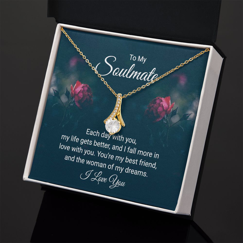 To My Soulmate Necklace for Women Birthday Christmas Jewelry Gifts For My Wife with Message Card Box Personalized Gift Present Pendant for Future Wife Soulmate Girlfriend Love 20 Alluring Beauty Necklace