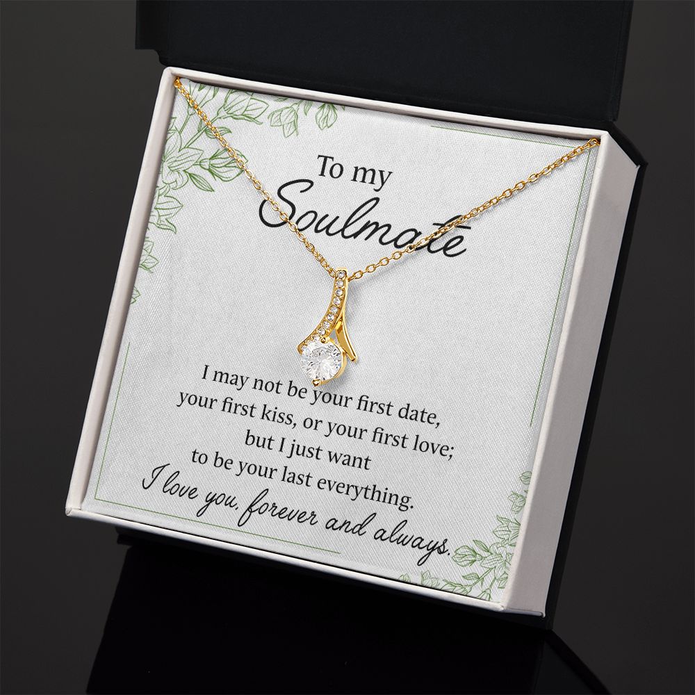 To My Soulmate Necklace for Women Birthday Christmas Jewelry Gifts For My Wife with Message Card Box Personalized Gift Present Pendant for Future Wife Soulmate Girlfriend Love 25 Alluring Beauty Necklace