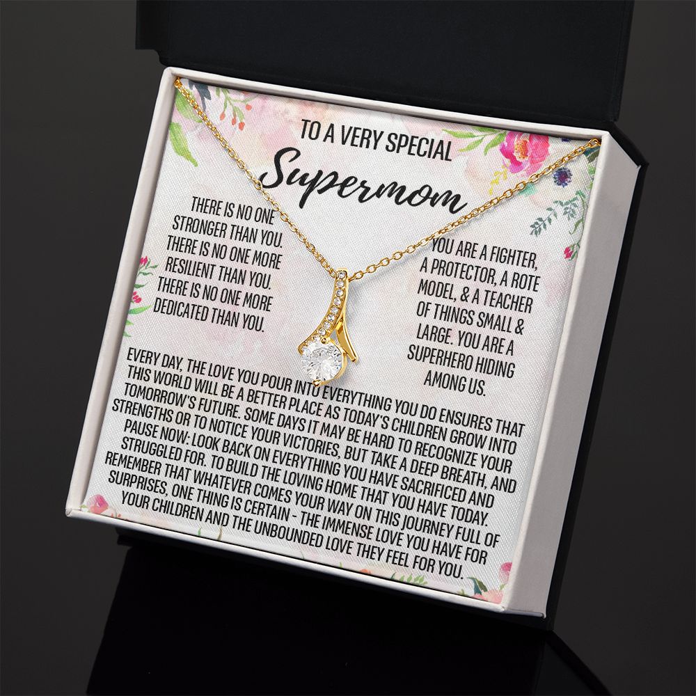 To Supermom Mom Necklace Gift for Single Mother Necklace Holiday, Christmas, Birthday Present for Single Mother, Super Mom, Mother's Day Gift Mom Jewelry for Women 301 Alluring Beauty Necklace