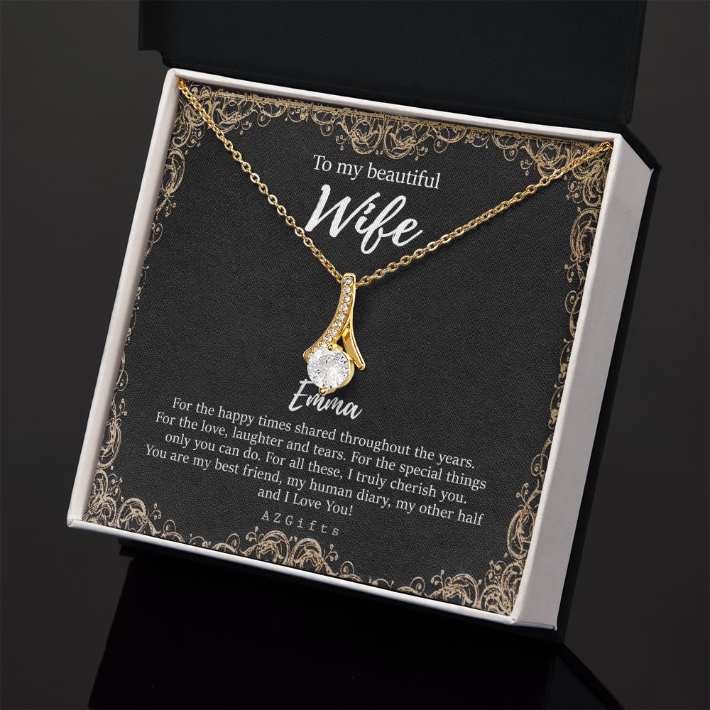 To My Wife Necklace from Husband, Personalized Necklace for Women, Luxury Necklace for Wife from Man Men, Wedding Anniversary Present For Wife, Beautiful Wife Jewelry Christmas Birthday Gifts For Wife9 Alluring Beauty Necklace