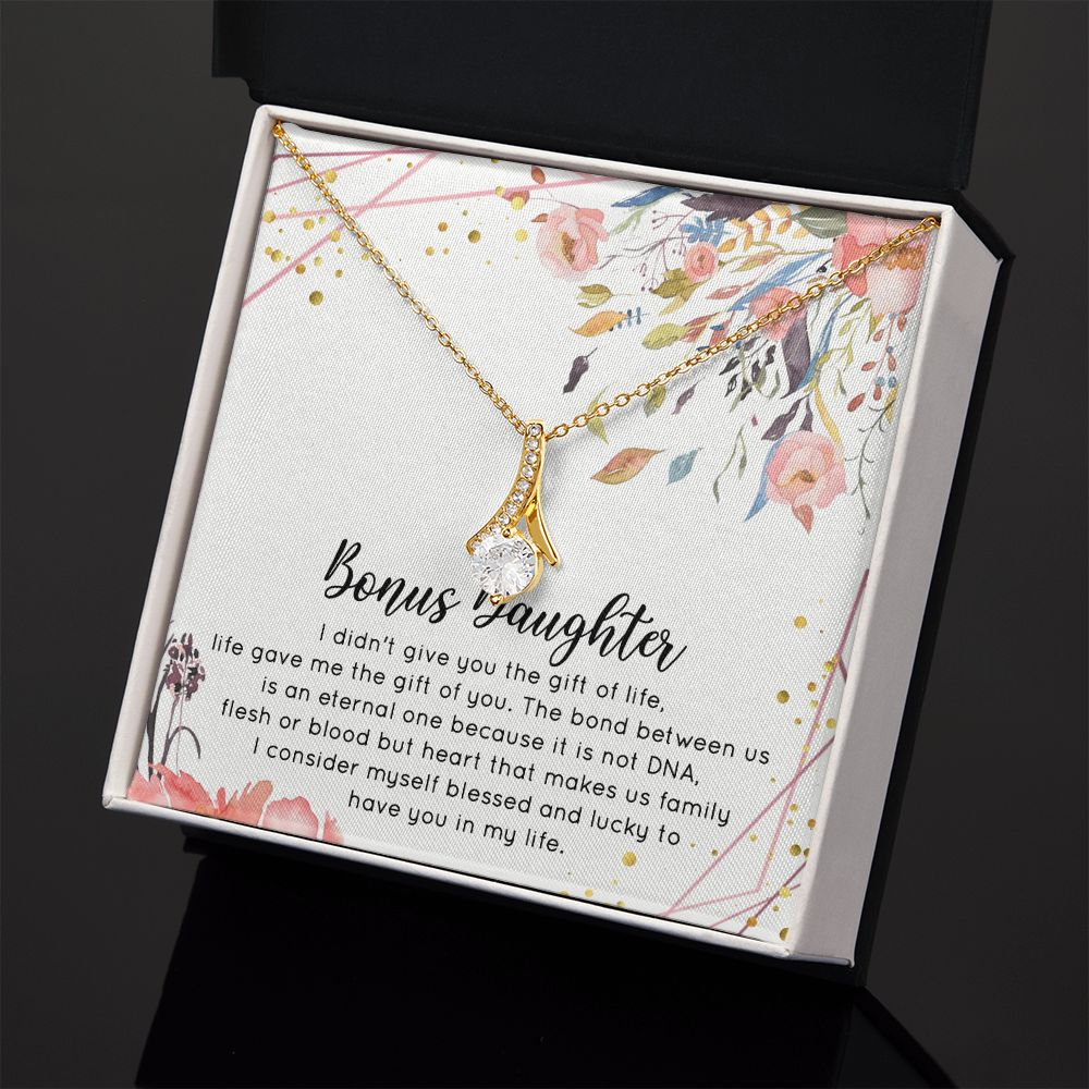 Bonus Daughter Gifts From Stepdad, Step Daughter Gifts From Stepmom, Stepdaughter Gifts From Stepdad, Father Stepdaughter Necklace, To My Bonus Daughter Necklaces, Christmas Gifts For Bonus2 Alluring Beauty Necklace