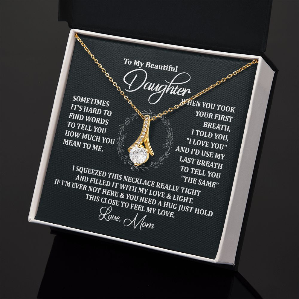 Mother Daughter Gift Ideas, To My Daughter Gift Necklace from Mom, Jewelry Pendant Present for Daughter, Birthday Christmas Gift Graduation Gifts for Daughters, Mother and Daughter Necklace 2135 Alluring Beauty Necklace