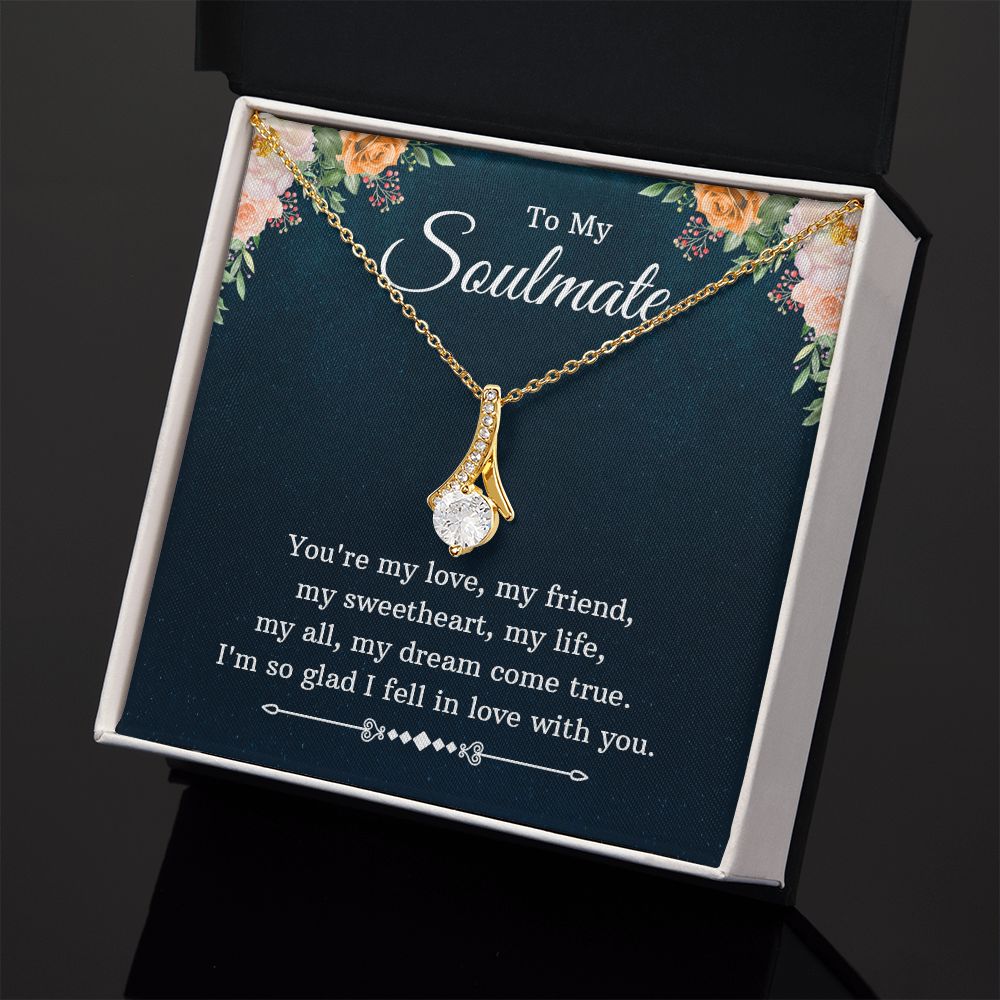 To My Soulmate Necklace for Women Birthday Christmas Jewelry Gifts For My Wife with Message Card Box Personalized Gift Present Pendant for Future Wife Soulmate Girlfriend Love 10 Alluring Beauty Necklace
