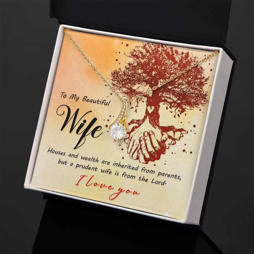 To My Beautiful Wife Necklace, Wedding Anniversary Jewelry For Women, Necklace For Wife from Husband, Gifts For Wife Birthday Gifts Necklace, Jewelry With Message Card In A Gift Box