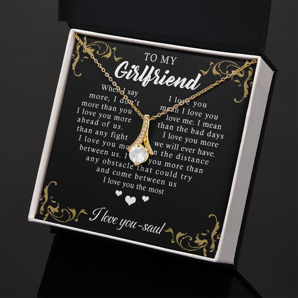 To My Girlfriend Necklace from Boyfriend, Personalized Necklace for Women, Luxury Necklace for Girlfriend, Wedding Anniversary Present For Her, Girlfriend Gift Jewelry Christmas Birthday Gift Alluring Beauty Necklace