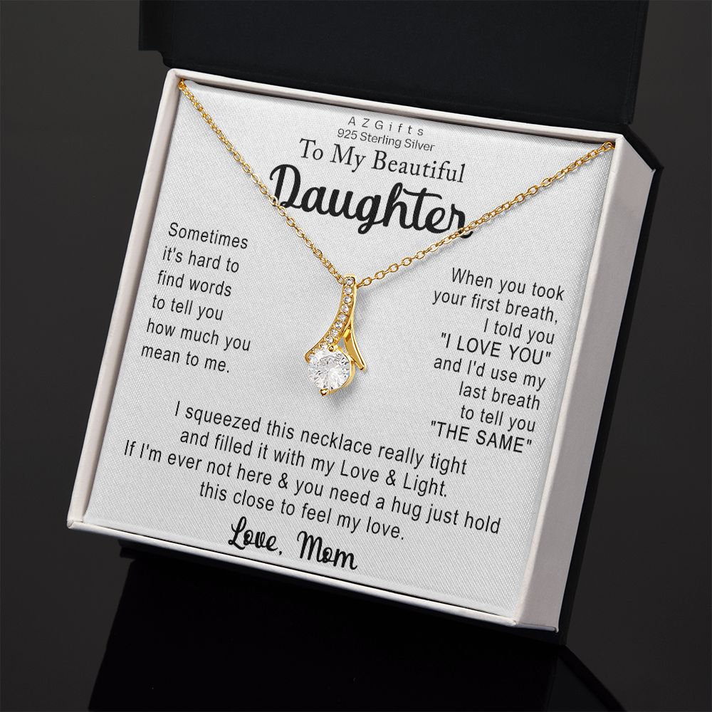 To My Daughter Necklace Gift from Mom Necklace for Daughter from Mom Mother Christmas Birthday Gifts for Teen Girls Women Gift for Daughter Jewelry Present for Her Alluring Beauty Necklace