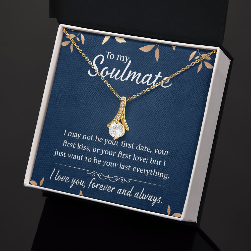 To My Soulmate Necklace for Women Birthday Christmas Jewelry Gifts For My Wife with Message Card Box Personalized Gift Present Pendant for Future Wife Soulmate Girlfriend Love 21 Alluring Beauty Necklace
