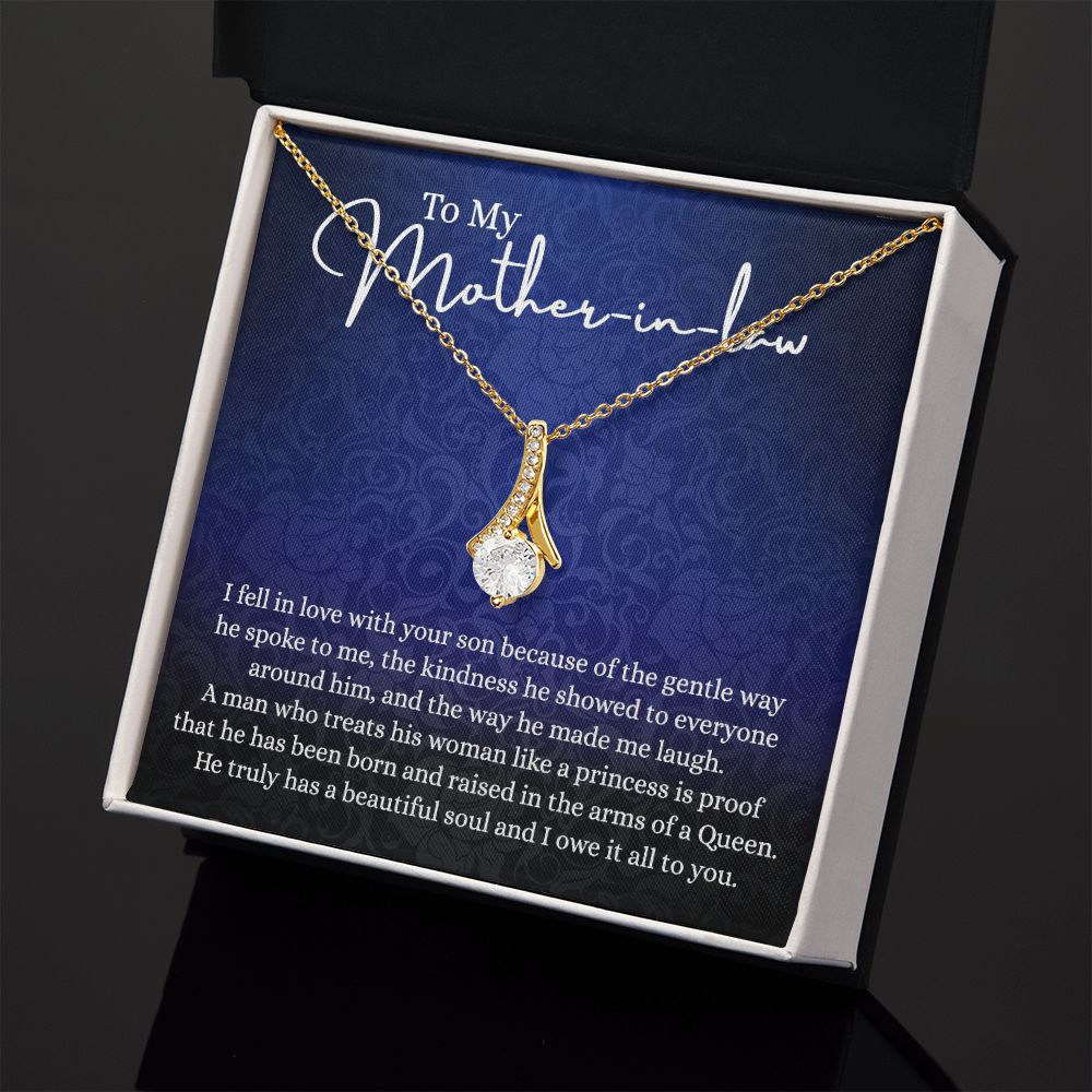 To My Mother in Law Necklace, Mother in Law Jewelry Box, Gift Card, Necklace for Mother in Law Jewelry Gift to My Mother-in-law on Wedding Day Mother's day gift for Mother in Law Alluring Beauty Necklace