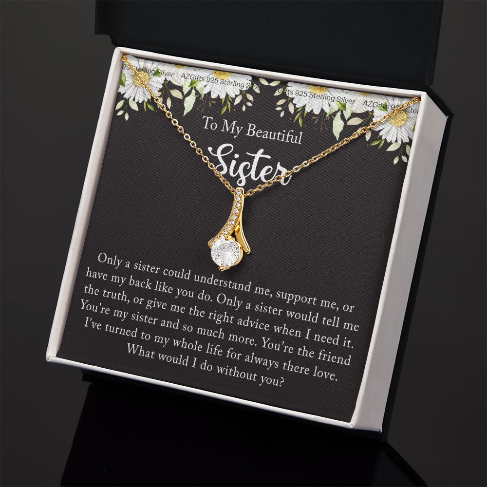 To My Sister Necklace, Sister to Sister, Birthday gift For Sister from Brother 2 Alluring Beauty Necklace