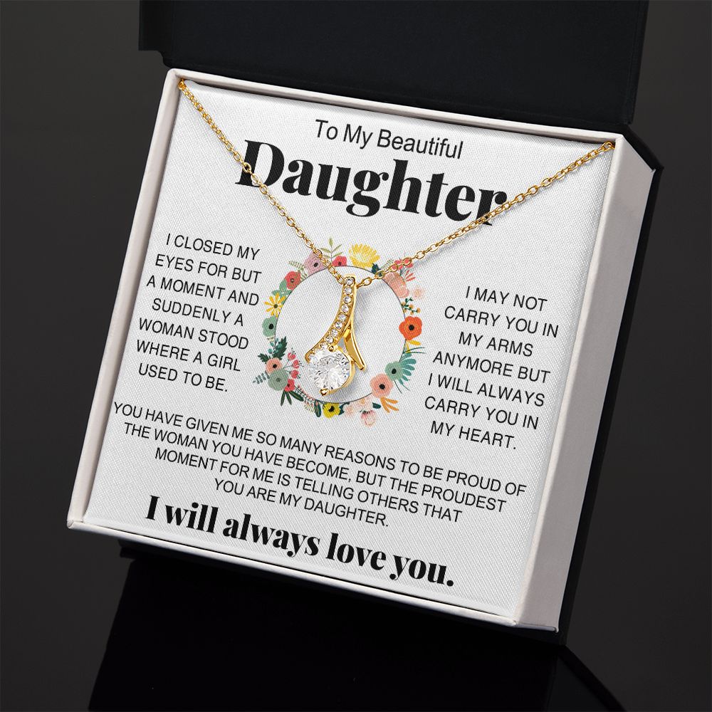 Jewelry Pendant Present for Daughter, To My Daughter Gift Necklace from Mom, Mother Daughter Gift Ideas, Birthday Christmas Gift Graduation Gifts for Daughters, Mother and Daughter Necklace 16 Alluring Beauty Necklace