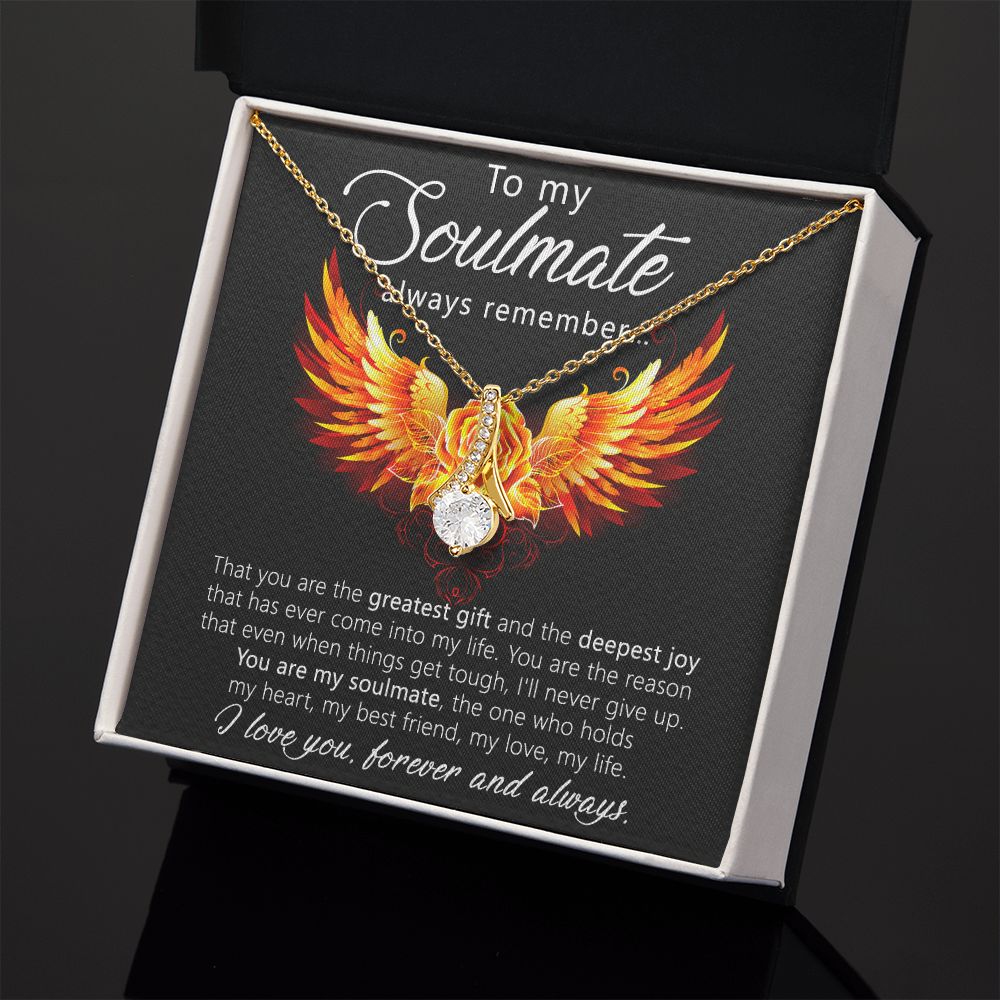 To My Soulmate Necklace for Women Birthday Christmas Jewelry Gifts For My Wife with Message Card Box Personalized Gift Present Pendant for Future Wife Soulmate Girlfriend Love 22 Alluring Beauty Necklace