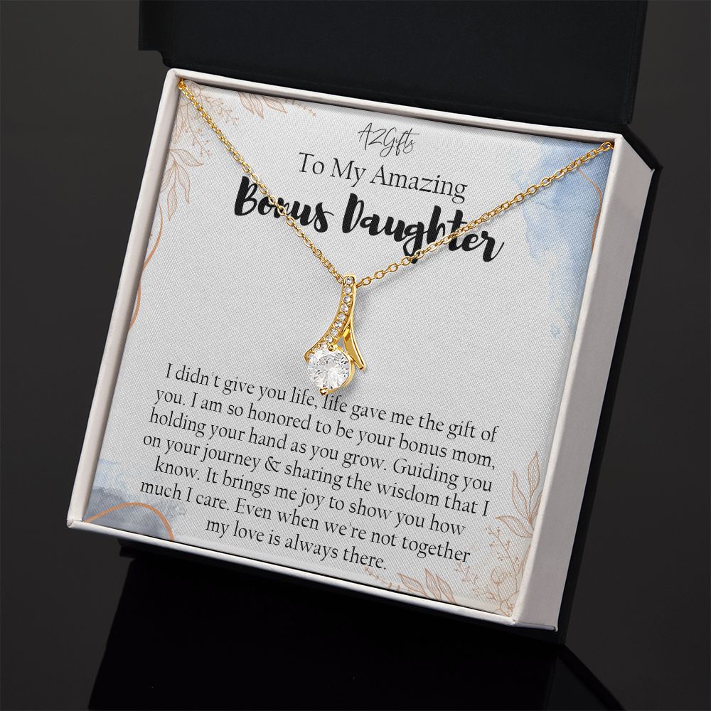 Bonus Daughter Gifts From Stepdad, Step Daughter Gifts From Stepmom, Stepdaughter Gifts From Stepdad, Father Stepdaughter Necklace, To My Bonus Daughter Necklaces, Christmas Gifts For Bonus1 Alluring Beauty Necklace