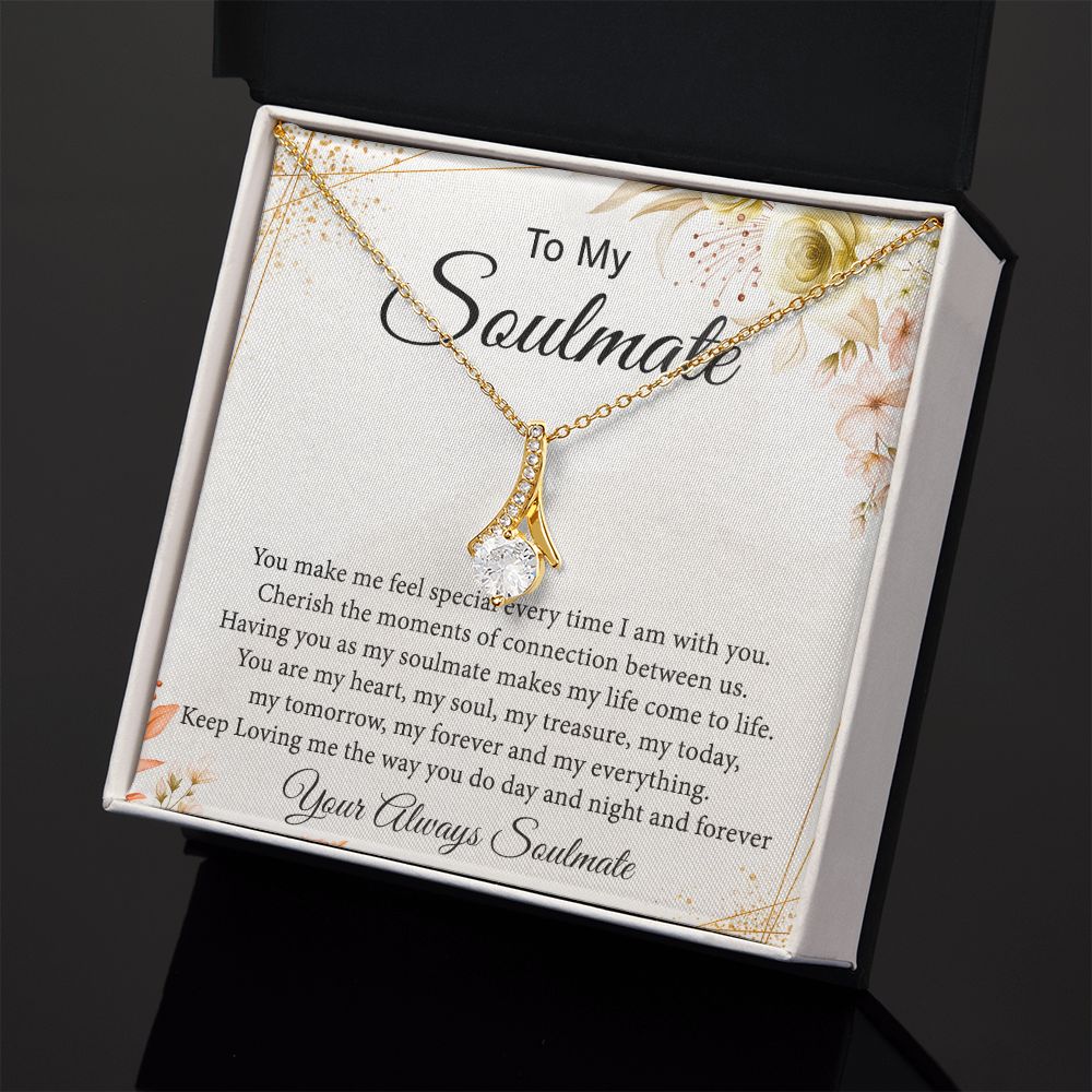 To My Soulmate Necklace for Women Birthday Christmas Jewelry Gifts For My Wife with Message Card Box Personalized Gift Present Pendant for Future Wife Soulmate Girlfriend Love 26 Alluring Beauty Necklace