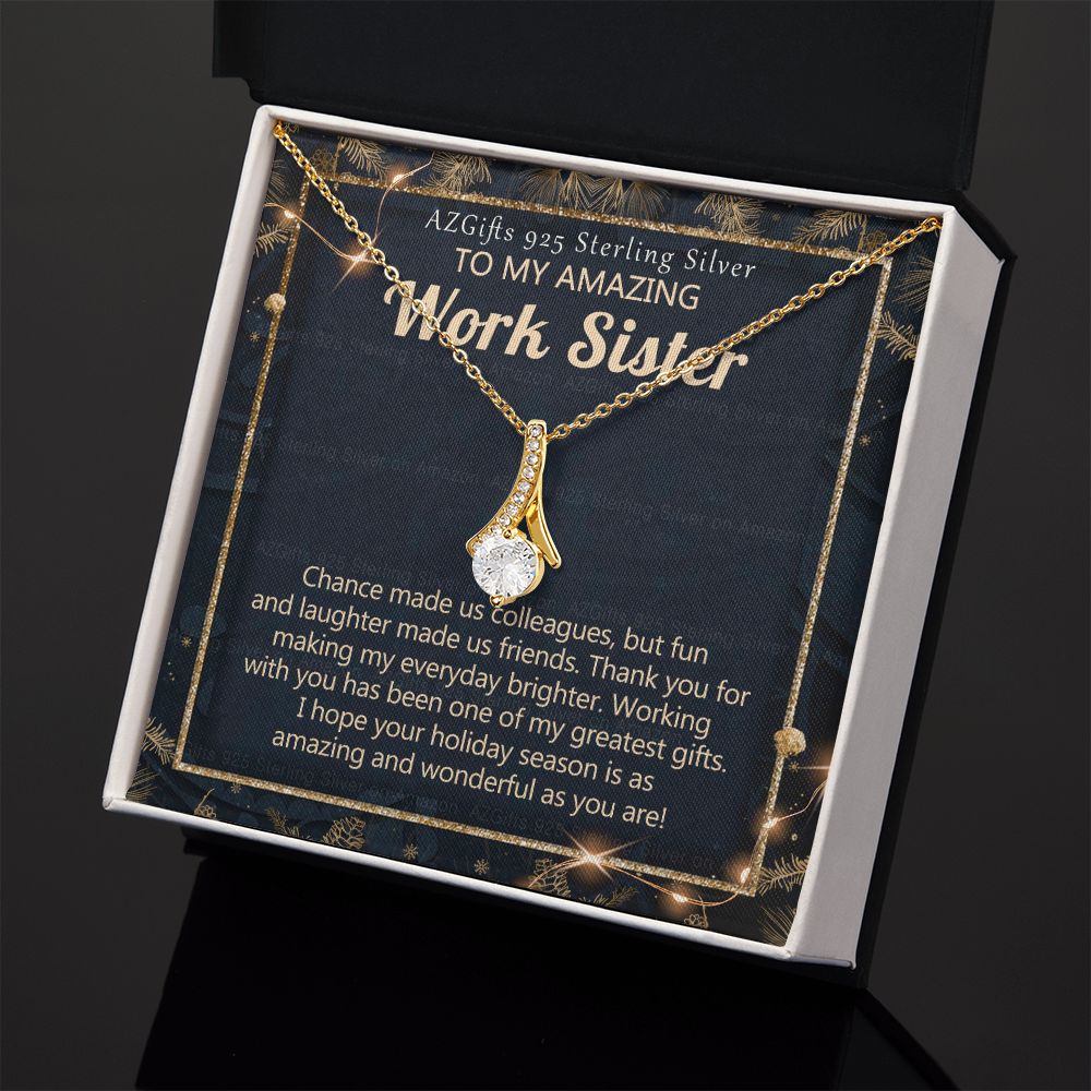 To My Work Sister Necklace Gift for Colleague Christmas Necklace for Work Sister from Co-Worker Christmas Pendant Gift for Colleague Christmas Jewelry Gift for Her Women 301 Alluring Beauty Necklace