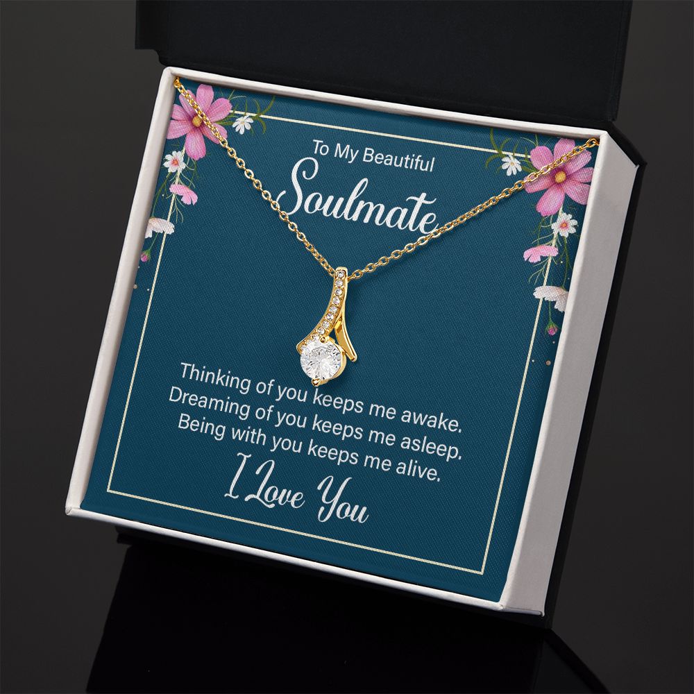 To My Soulmate Necklace for Women Birthday Christmas Jewelry Gifts For My Wife with Message Card Box Personalized Gift Present Pendant for Future Wife Soulmate Girlfriend Love 13 Alluring Beauty Necklace