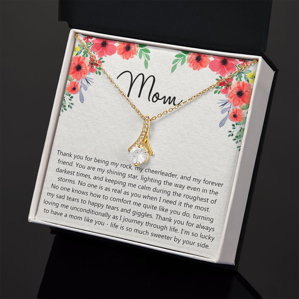 To My Mom Gift Necklace for Mother Daughter Jewelry, Thank You Mom Gift, Gift for Mom from Daughter to Mother Necklace Pendant Jewelry Box for Mom on Mother's Day Birthday Alluring Beauty Necklace