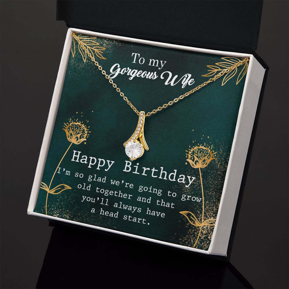 To My Gorgeous Wife Necklace Pendant Gift From Husbnd Habby Birthday A Head Start With Message Card and Gift Box. Valentine's Day Gift For Wife Future Wife Alluring Beauty Necklace