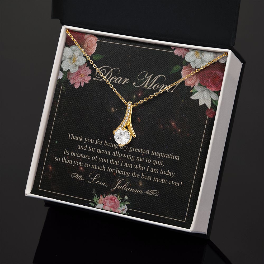 To My Mom Necklace, Gift For Mom On Mother's Day Thank You Mom Gifts From Kids Mom Julianna Alluring Beauty Necklace
