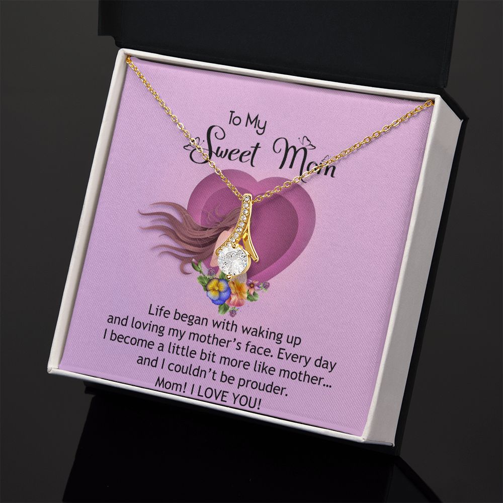 To My Sweet Mom, Sweet Mom Necklace Pendant, Mothers Day Gifts, Gift For Sweet Mom, New Mom Gifts Alluring Beauty Necklace