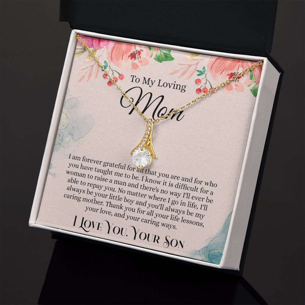To My Loving Mom Necklace, Mom Gift From Son, Mom Necklace, Gift For Mom From Son, Mom Mother's Day Gift From Son, Mom Birthday Gift From Son, To My Mom Gift, Necklace for Women Alluring Beauty Necklace