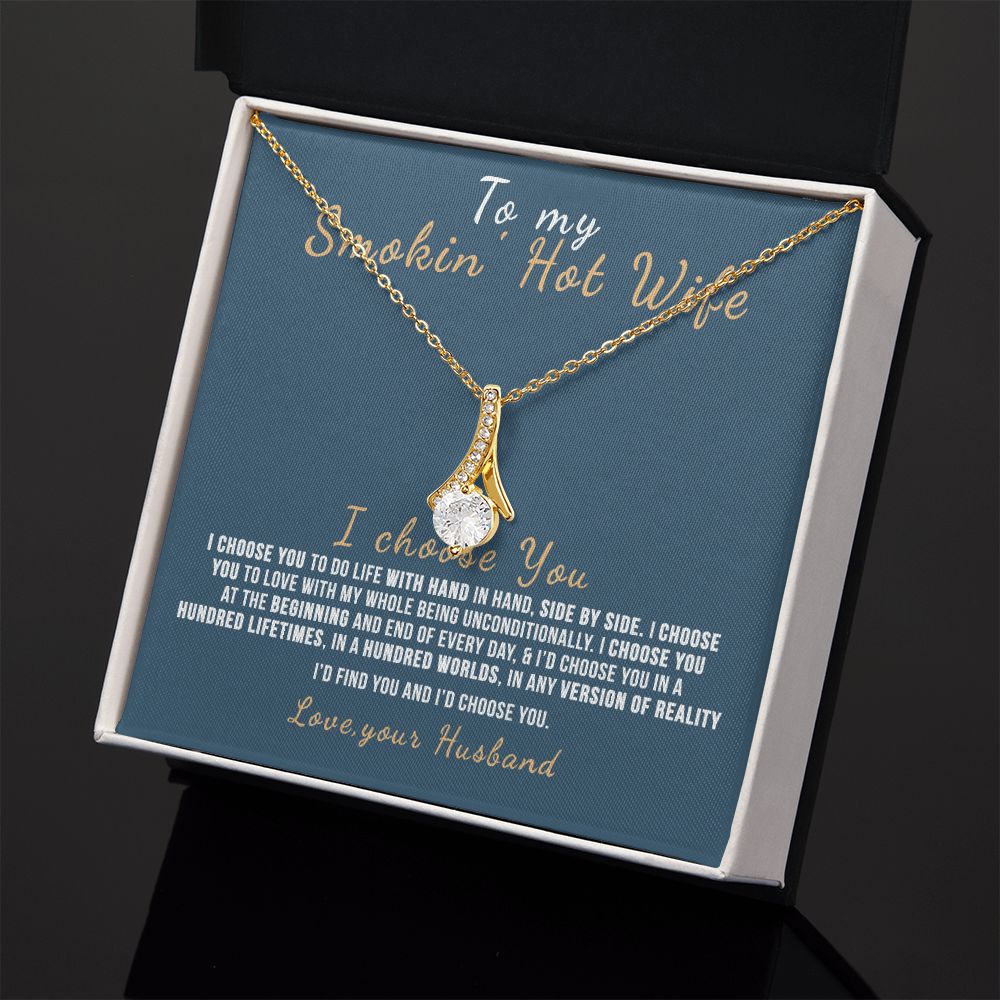 To My Wife Necklace from Husband, Personalized Necklace for Women, Luxury Necklace for Wife from Man Men, Wedding Anniversary Present For Wife, Beautiful Wife Jewelry Christmas Birthday Gift For Wife12 Alluring Beauty Necklace