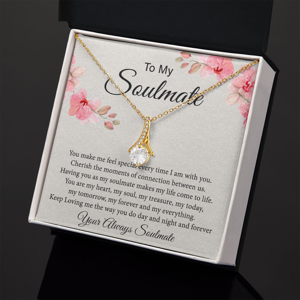 To My Soulmate Necklace for Women Birthday Christmas Jewelry Gifts For My Wife with Message Card Box Personalized Gift Present Pendant for Future Wife Soulmate Girlfriend Love 27 Alluring Beauty Necklace