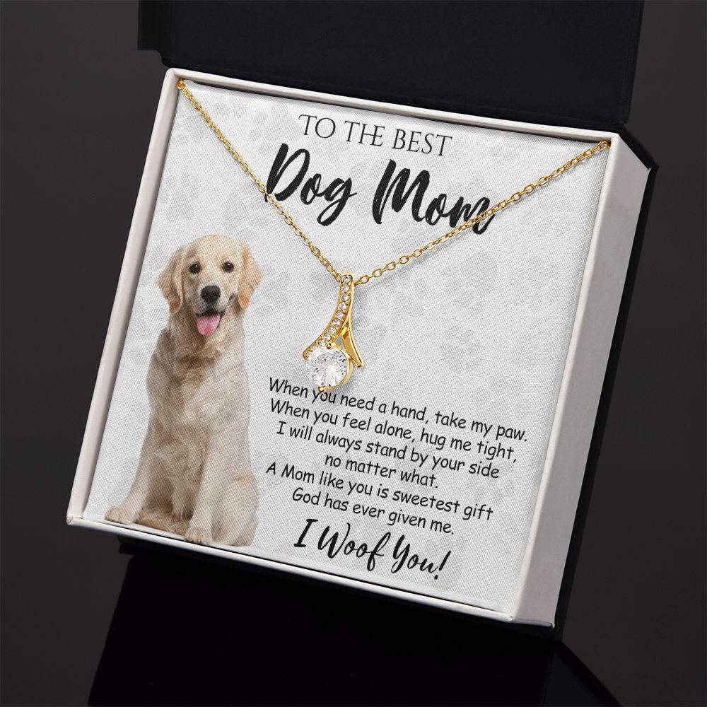 To The Best Golden Retriever Dog Mom Knot Necklace Mother's Day Gift , I Woof You Gift Card, Message Card Jewelry For Dog Lovers, Necklace For Mom Alluring Beauty Necklace