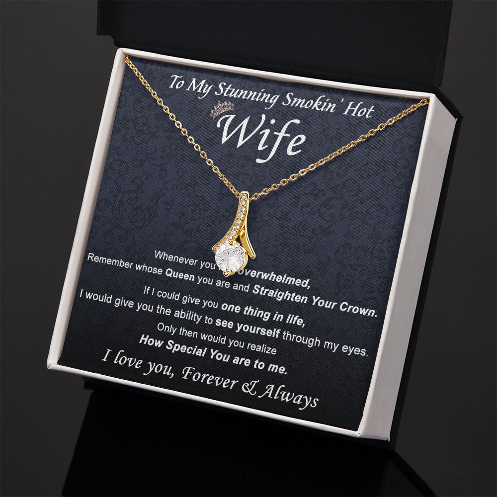 To My Wife Necklace from Husband, Personalized Necklace for Women, Luxury Necklace for Wife from Man Men, Wedding Anniversary Present For Wife, Beautiful Wife Jewelry Christmas Birthday Gift For Wife21 Alluring Beauty Necklace
