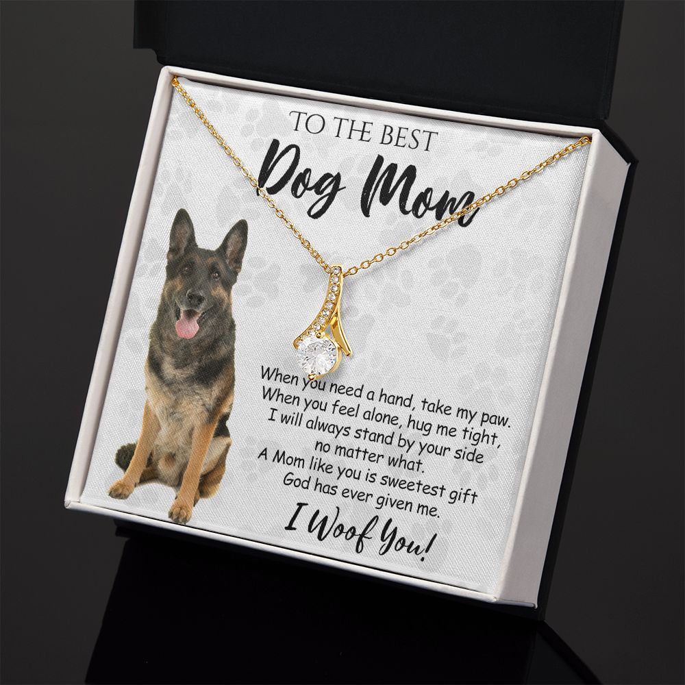 To The Best German Shepherd Dog Mom Knot Necklace Mother's Day Gift , I Woof You Quote Gift Card, Message Card Jewelry For Dog Lovers, Necklace For Mom Alluring Beauty Necklace