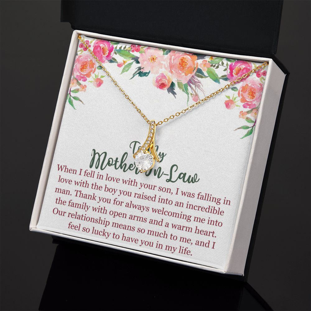 To My Mom In Law Necklace Pendant Gift From Son Happy Mother's Day Gift For Mom Birthday, Anniversary Love With Your Son Alluring Beauty Necklace