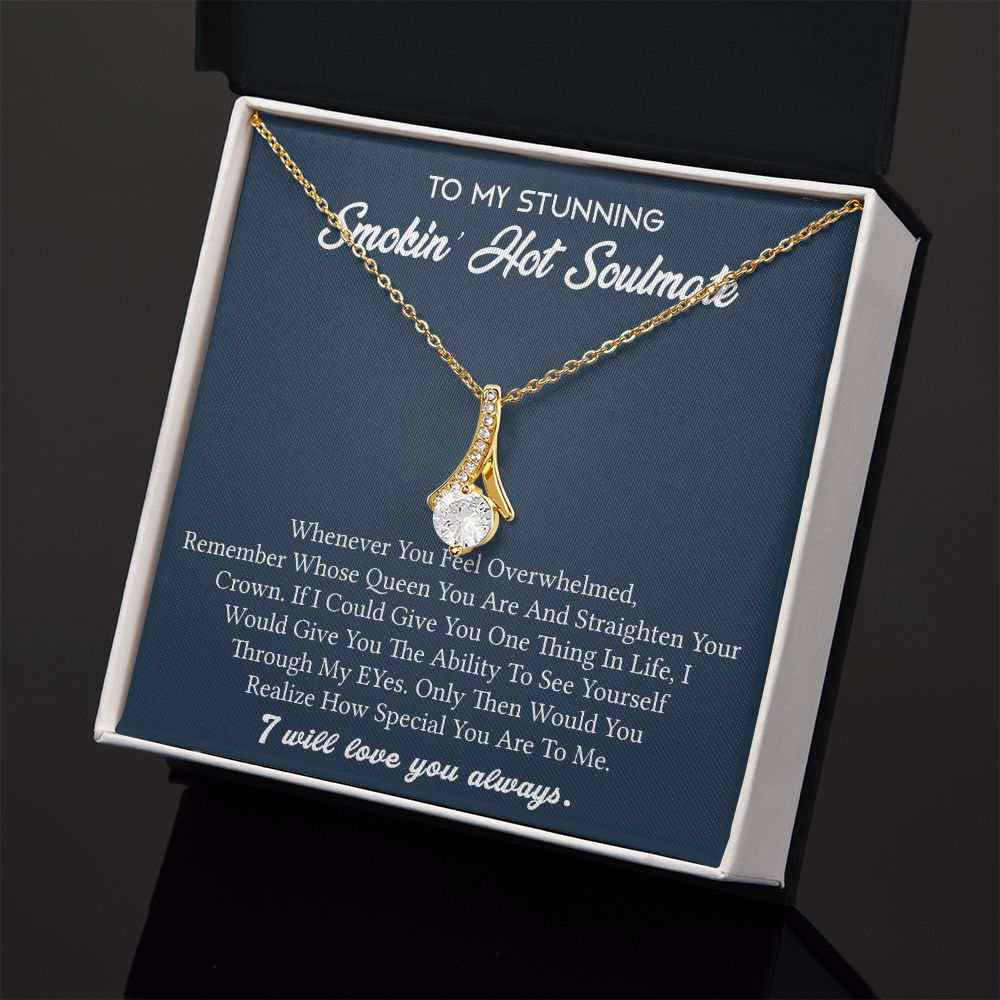 To My Soulmate Necklace for Women Birthday Valentines Day Jewelry Gifts For My Wife with Message Card Box Personalized Gift Present Pendant for Future Wife Soulmate Girlfriend Love 5 Alluring Beauty Necklace