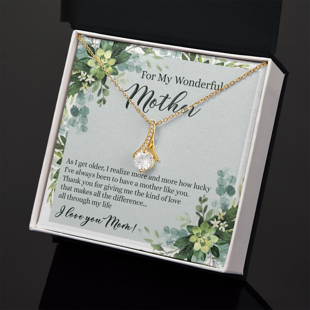 To My Wonderful Mother Necklace Message Card, Gift Box for Mom Birthday Gift From Daughter Mothers Day Necklace for Mom Gift From Daughter Mom Gifts For Mom Thank You Gift For Mom Alluring Beauty Necklace