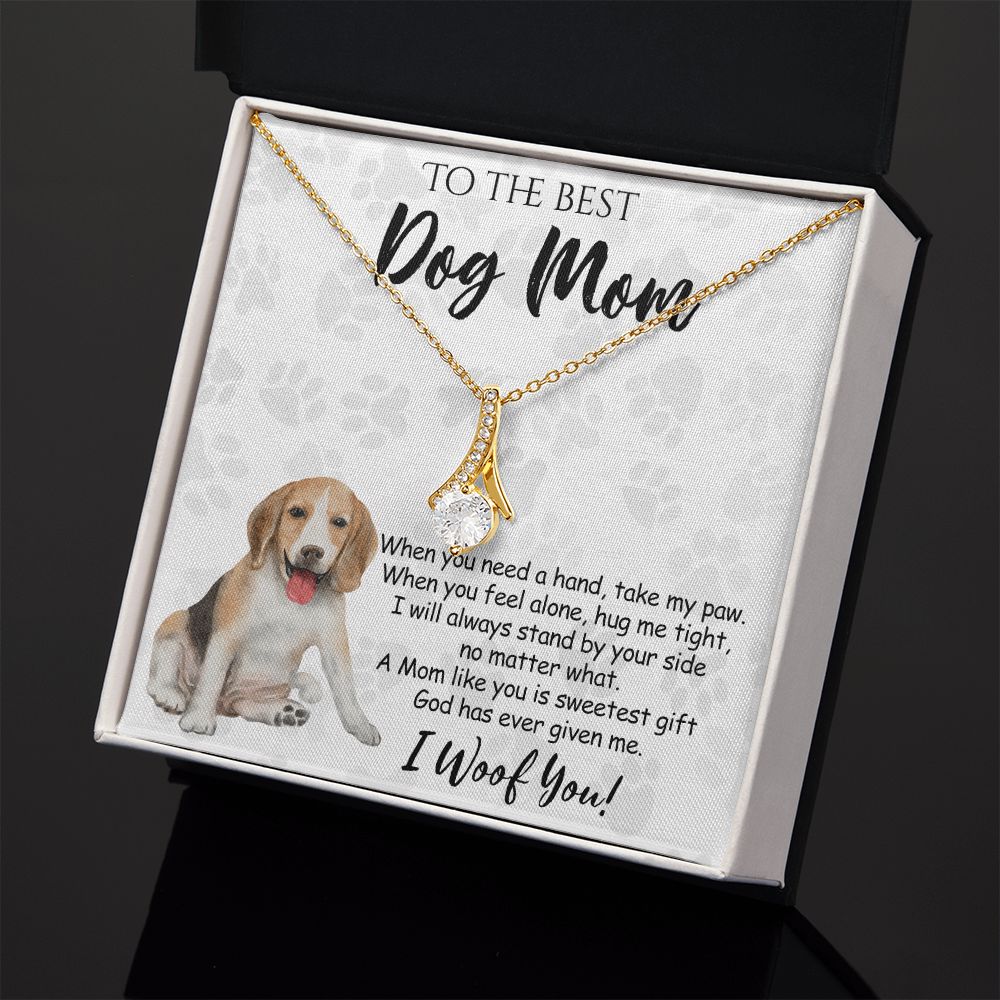 To The Best Beagle Dog Mom Knot Necklace Mother's Day Gift , I Woof You Quote Gift Card, Message Card Jewelry For Dog Lovers, Necklace For Mom Alluring Beauty Necklace
