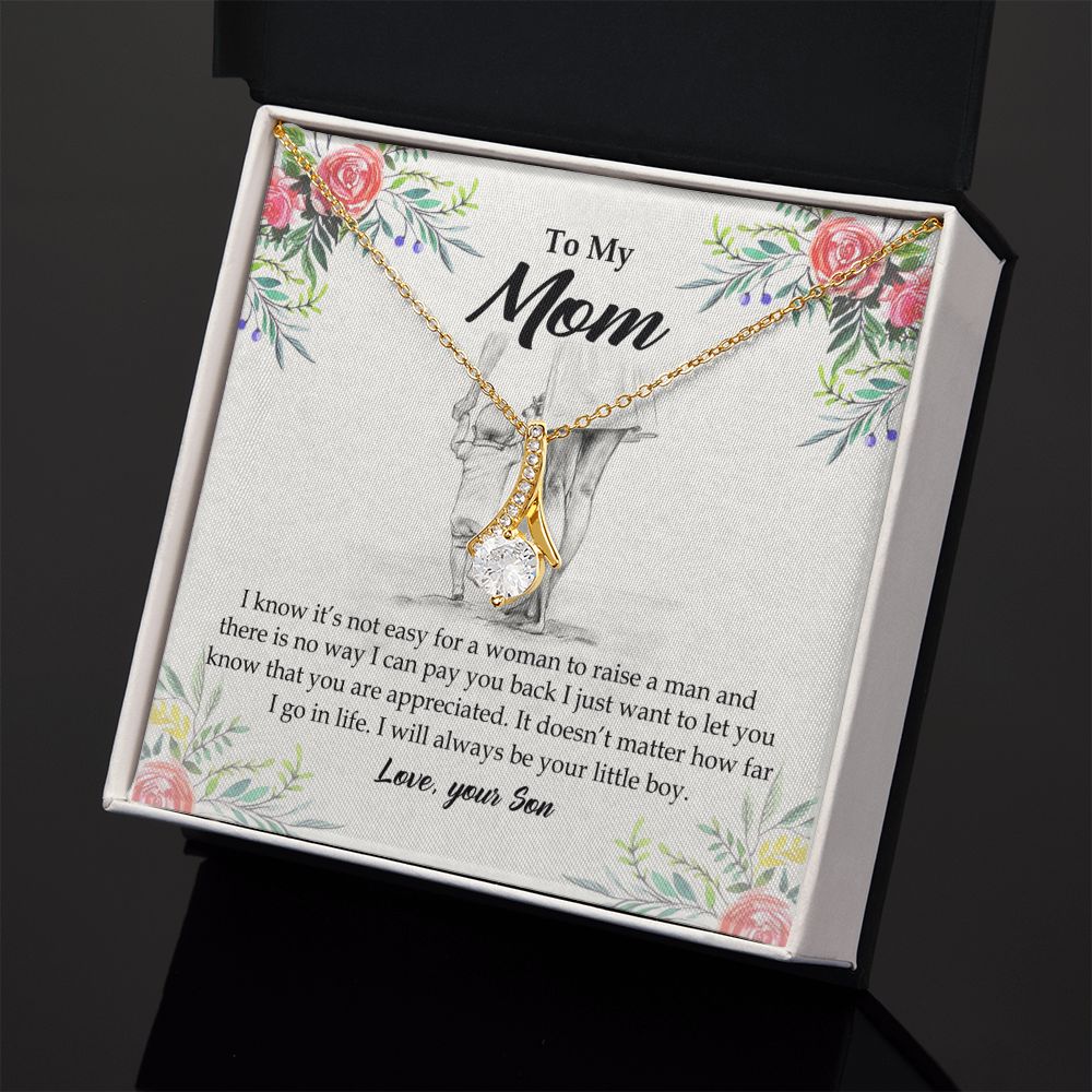 To My Mom Necklace Pendant Gift From Son And Happy Mother's Day Gift For Mom Birthday, Anniversary Your Little Boy Alluring Beauty Necklace