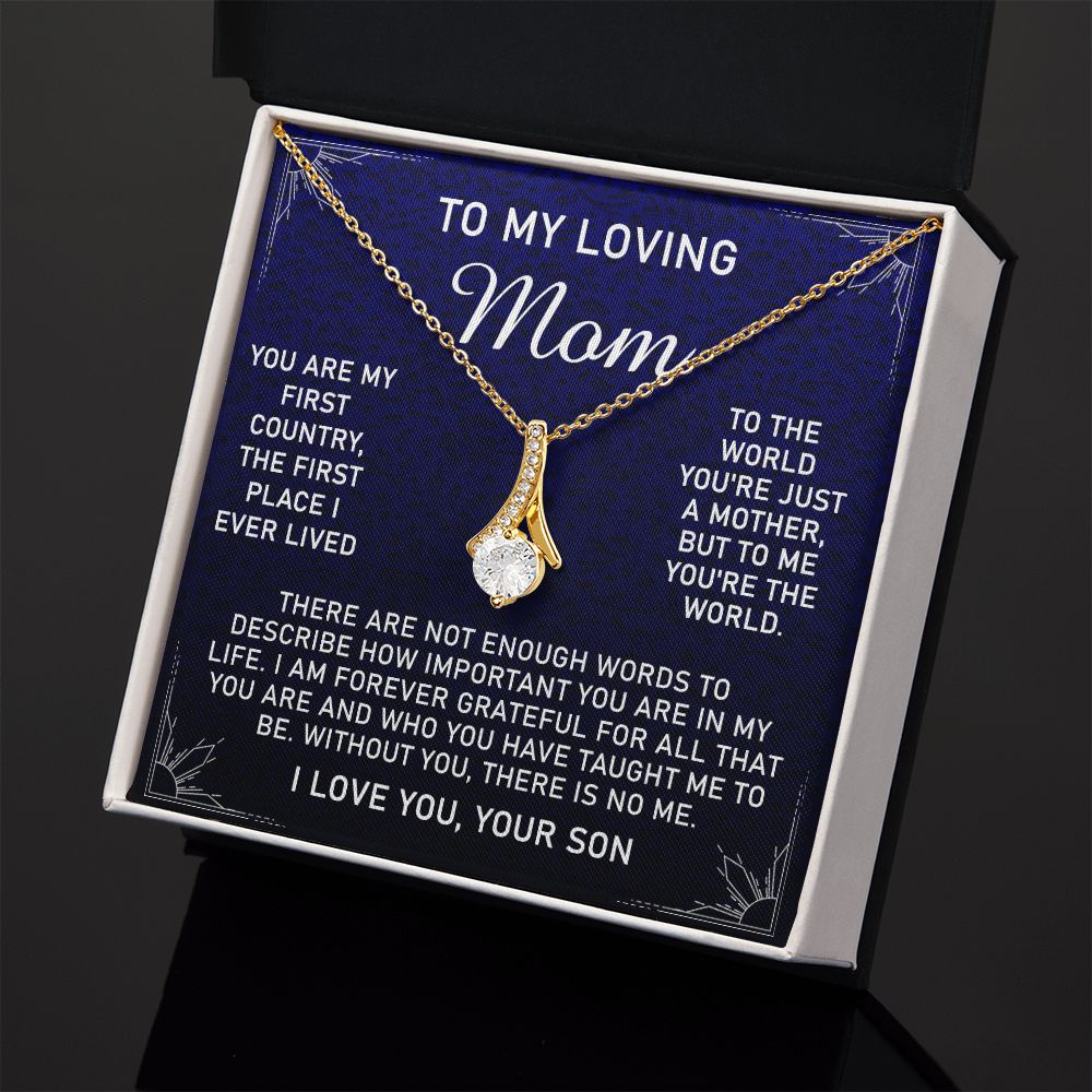 To My Loving Mom Necklace, Gift for Mom from Son, Mother's Day Jewelry Gift, Necklace for Mom Birthday Anniversary Mother's Day Jewelry Gift, To My Mom Necklace from Son Alluring Beauty Necklace