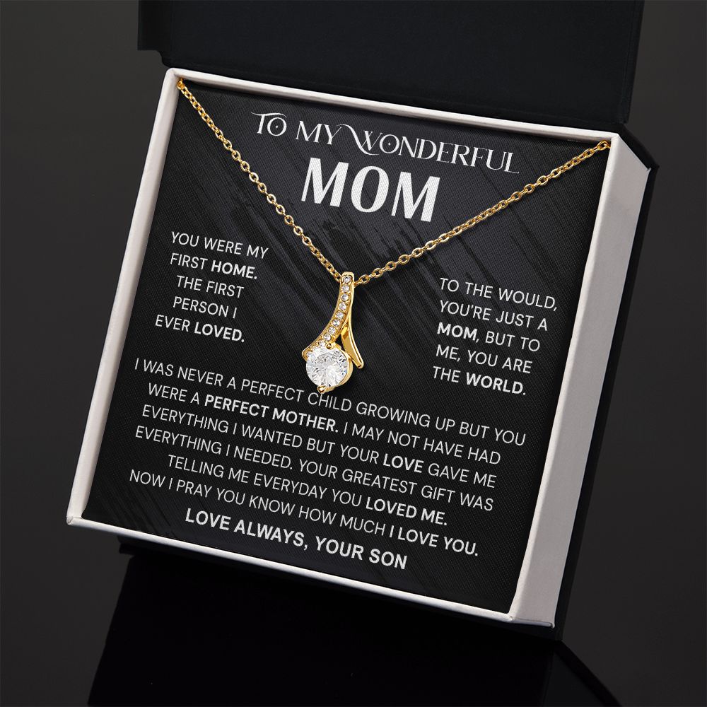 To My Wonderful Mom Necklace, Mom From Son Gift, Gift for Mother's Day From Son, Gift for Mom, Mother Gift from Son Necklace, Son to Mom Gifts, Mom gifts, Mothers Day Gift From Son Alluring Beauty Necklace