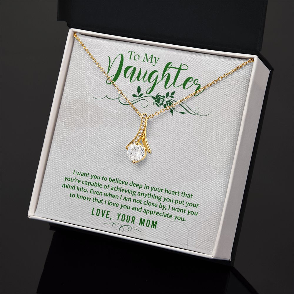 Mother and Daughter Necklace for Girls, To My Daughter Gift Necklace from Mom, Birthday Christmas Gift Graduation Gifts for Daughters, Jewelry Pendant Present for Daughter, Mother Daughter Gift 42 Alluring Beauty Necklace