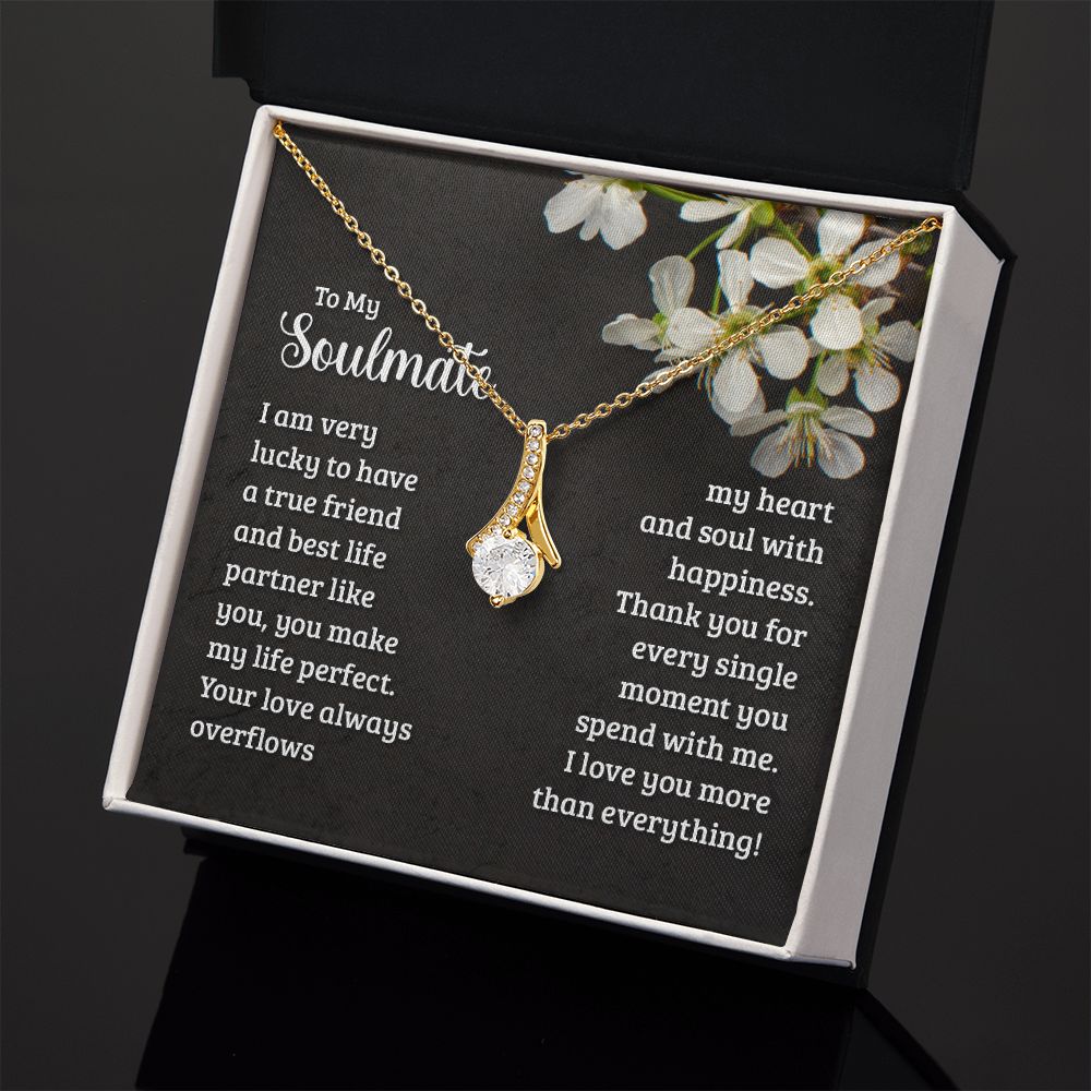To My Soulmate Necklace for Women Birthday Christmas Jewelry Gifts For My Wife with Message Card Box Personalized Gift Present Pendant for Future Wife Soulmate Girlfriend Love 18 Alluring Beauty Necklace