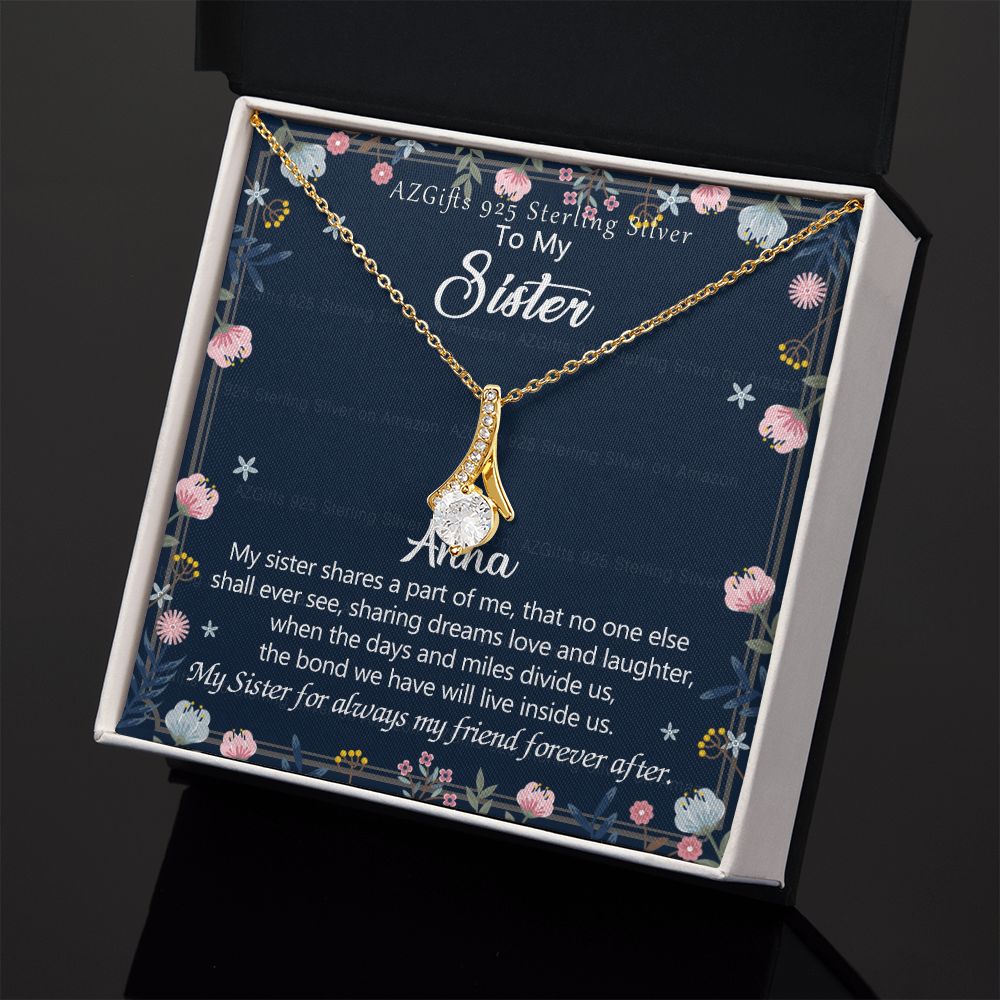 To My Sister Necklace, Pendant Inspirational Jewelry for Women Teen Girl, Keepsake Family and Friendship Gifts, Gift for Sisters, Necklace for Sisters, Sisters Jewelry 301 Alluring Beauty Necklace