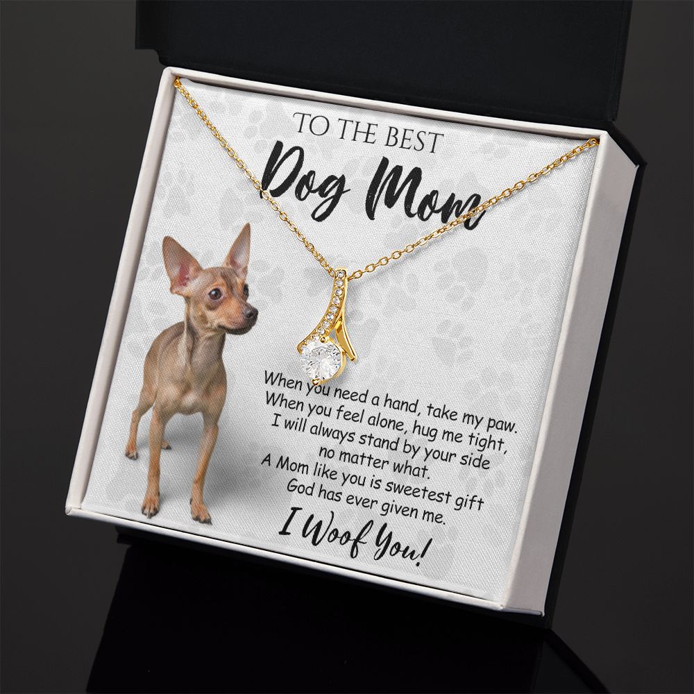 To The Best Chihuahua Dog Mom Knot Necklace Mother's Day Gift , I Woof You Quote Gift Card, Message Card Jewelry For Dog Lovers, Necklace For Mom Alluring Beauty Necklace